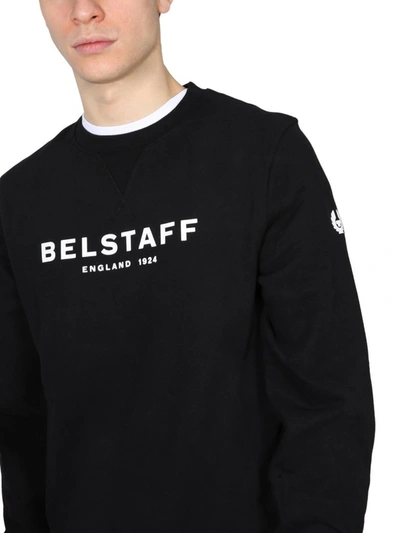 Shop Belstaff Logo Printed Crewneck Sweatshirt In Black