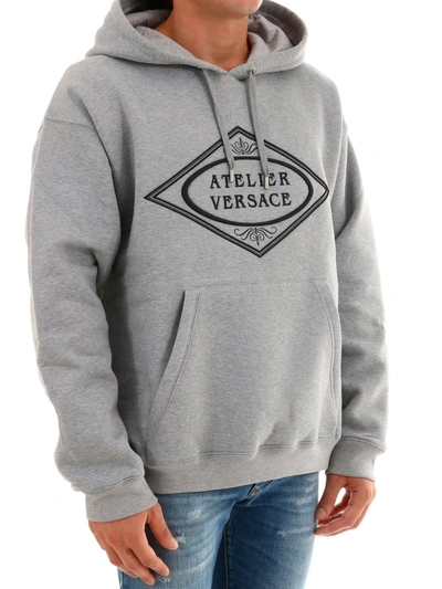 Shop Versace Atelier  Logo Hoodie In Grey