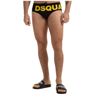 Shop Dsquared2 Logo Print Drawstring Swim Shorts In Black