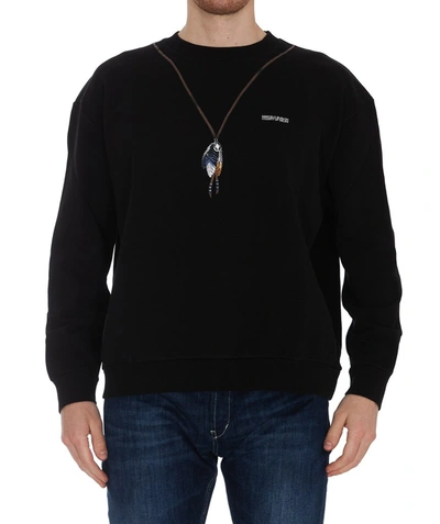 Shop Marcelo Burlon County Of Milan Feather Print Crewneck Sweatshirt In Black