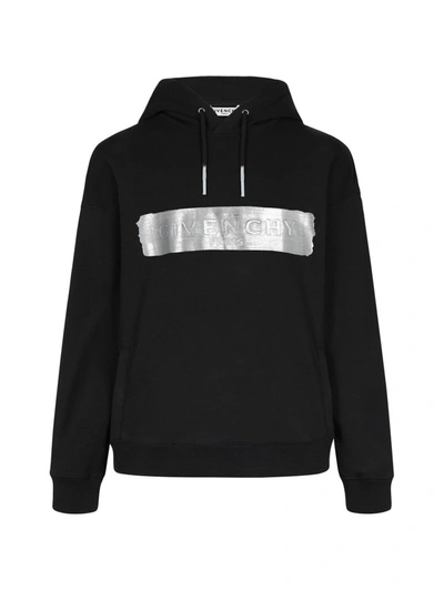 Shop Givenchy Logo Band Hoodie In Black