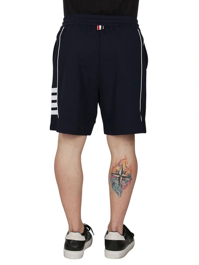 Shop Thom Browne Logo Patch Shorts In Navy