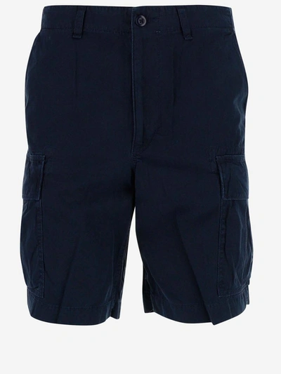 Shop Polo Ralph Lauren Logo Patched Cargo Shorts In Navy