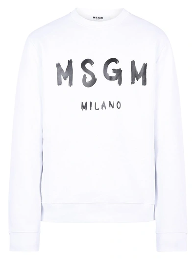 Shop Msgm Logo Printed Sweatshirt In White