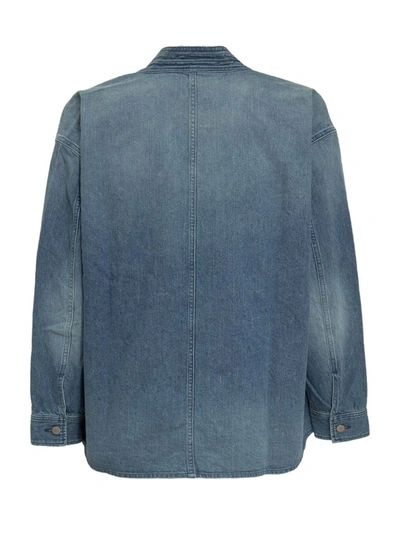 Shop Ambush Kimono Denim Long Sleeve Shirt In Blue