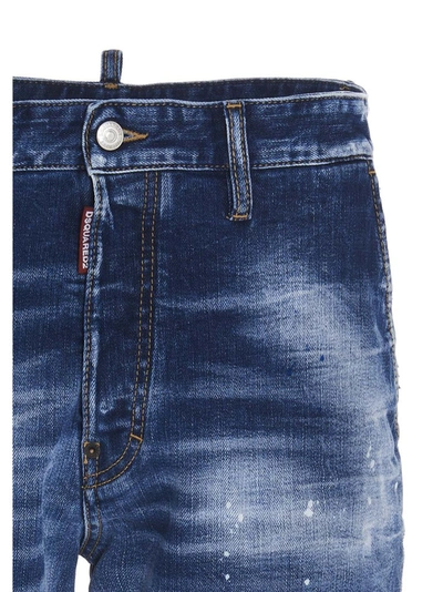Shop Dsquared2 Distressed Denim Shorts In Blue