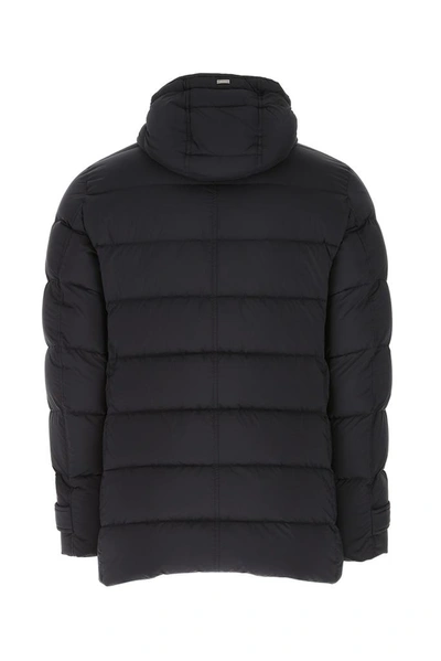 Shop Herno Button Detailed Puffer Jacket In Navy