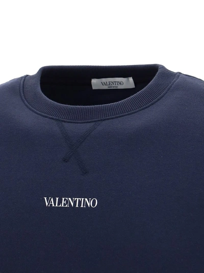 Shop Valentino Logo Printed Sweatshirt In Navy
