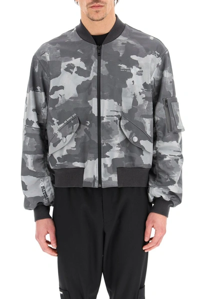 Shop Dolce & Gabbana Camouflage Print Bomber Jacket In Grey