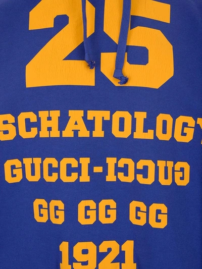 Shop Gucci 25 Eschatology Print Hoodie In Blue