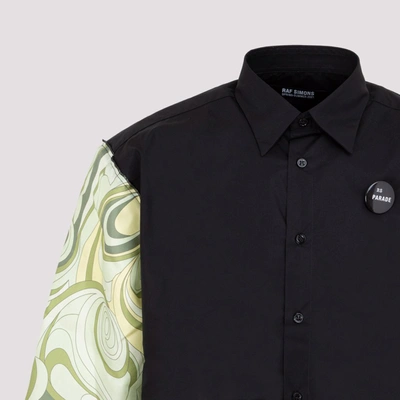 Shop Raf Simons Abstract Patterned Short Sleeve Shirt In Black