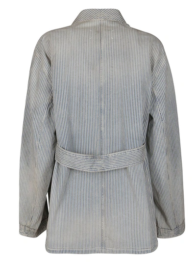 Shop Maison Margiela Pinstripe Overshirt In Multi