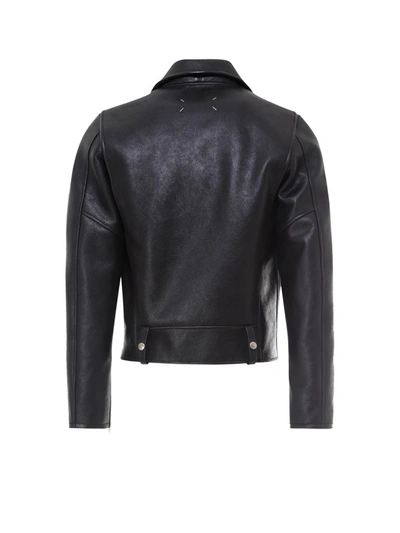 Shop Maison Margiela Leather Biker Jacket In Black