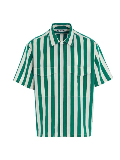 Shop Sunnei Striped Short Sleeve Buttoned Shirt In Multi
