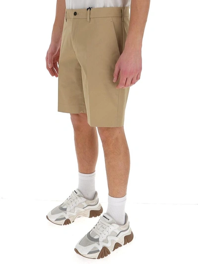 Shop Prada Slim Leg Bermuda Shorts In Beige