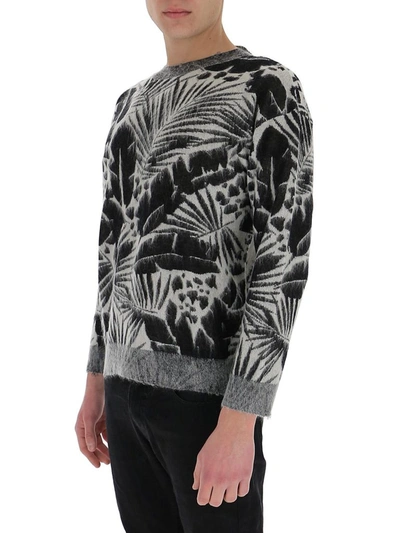 Shop Saint Laurent Tropical Print Crewneck Sweater In Multi