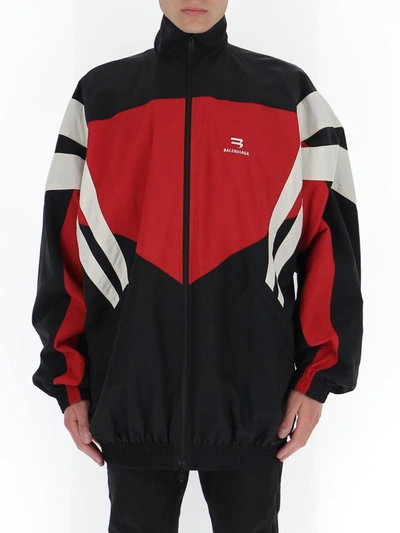 Balenciaga Black Red And White Tracksuit Jacket   ModeSens