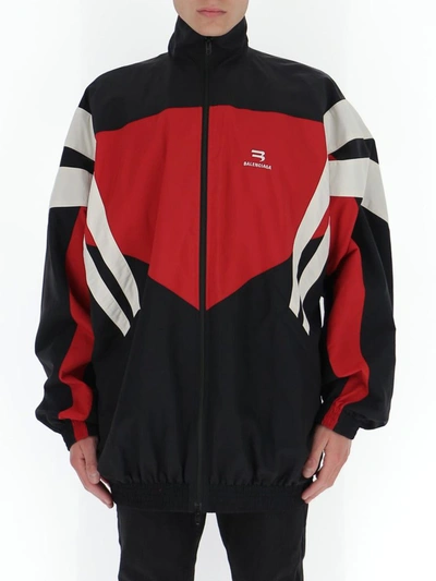 Balenciaga Black Red And White Tracksuit Jacket | ModeSens