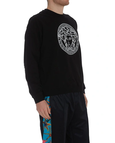 Shop Versace Medusa Embroidered Sweatshirt In Black