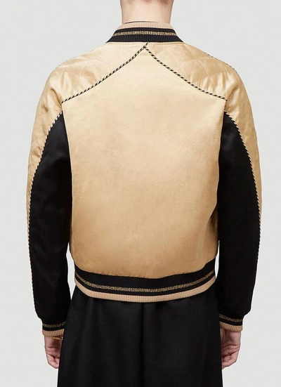 Shop Saint Laurent Teddy Satin Bomber Jacket In Multi