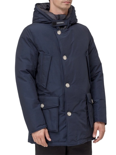 Woolrich Down-feather Hooded Coat In Melton Blue | ModeSens