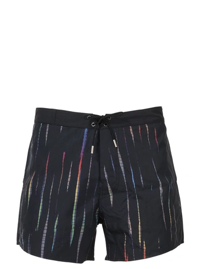 Shop Saint Laurent Striped Swimming Shorts In Black