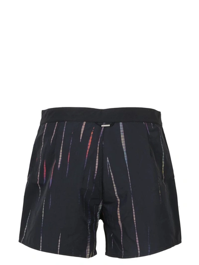 Shop Saint Laurent Striped Swimming Shorts In Black