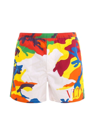 Shop Valentino Graphic Print Swim Shorts In Multi