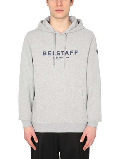Shop Belstaff 1924 Logo Printed Hoodie In Grey