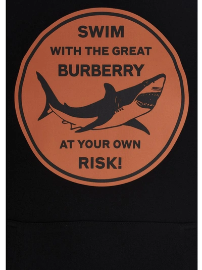Shop Burberry Shark Graphic Hoodie In Black