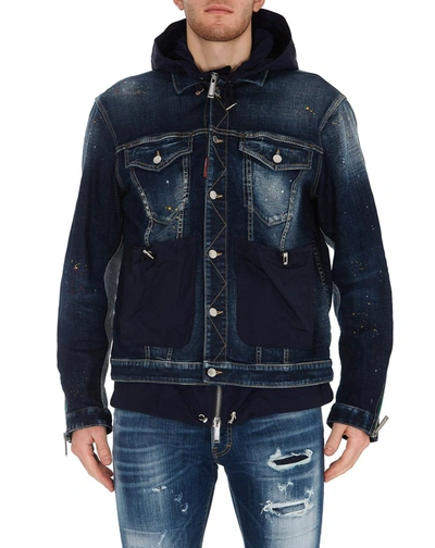 Shop Dsquared2 Layered Denim Jacket In Blue