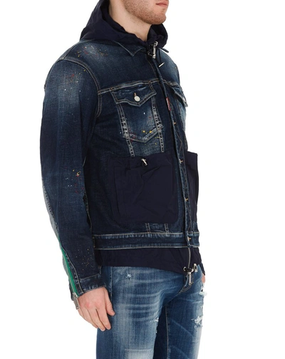 Shop Dsquared2 Layered Denim Jacket In Blue