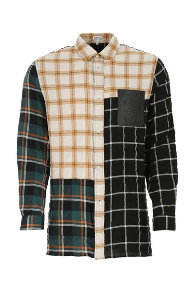 Shop Loewe Checked Panelled Shirt In Multi