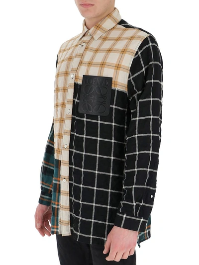 Shop Loewe Checked Panelled Shirt In Multi