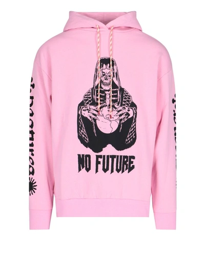 Shop Aries No Future Print Hoodie In Pink