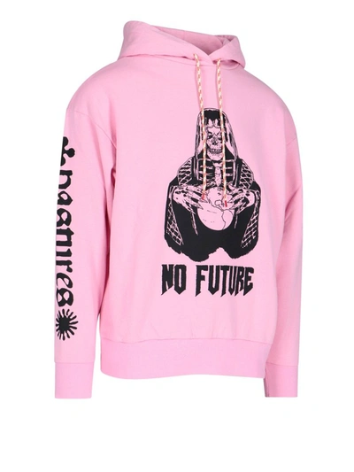 Shop Aries No Future Print Hoodie In Pink