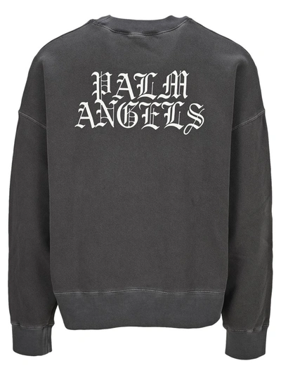 Shop Palm Angels Burning Head Crewneck Sweatshirt In Grey