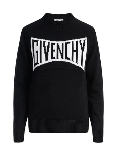 Shop Givenchy Logo Intarsia Sweater In Black
