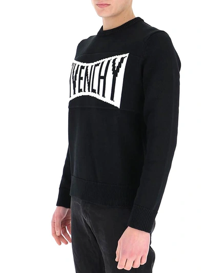 Shop Givenchy Logo Intarsia Sweater In Black