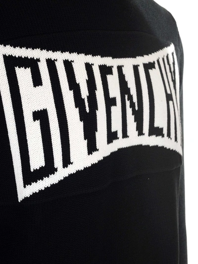 Shop Givenchy Logo Intarsia Sweater In Black