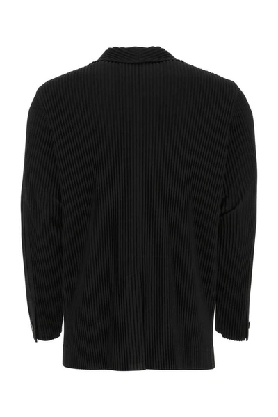 Shop Issey Miyake Homme Plissé  Pleated Single Breasted Jacket In Black