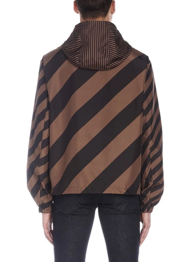 Shop Fendi Reversible Hooded Windbreaker In Brown