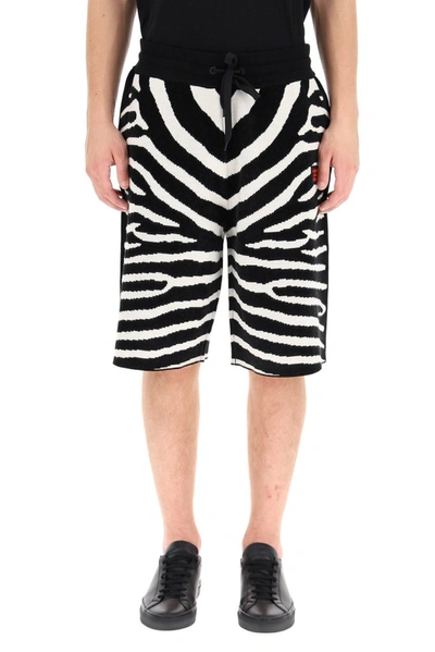 Shop Burberry Zebra Jacquard Shorts In Black