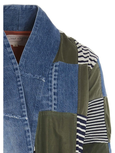 Shop Greg Lauren Side Pocket Patchwork Jacket In Multi