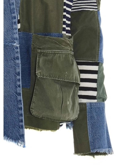 Shop Greg Lauren Side Pocket Patchwork Jacket In Multi