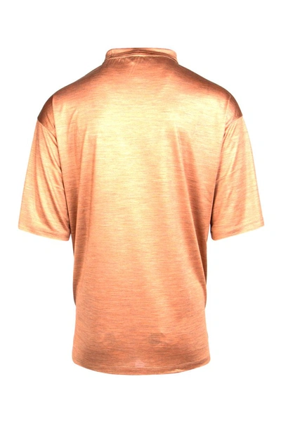 Shop Ermenegildo Zegna Funnel Neck Drop Shoulder Shirt In Orange