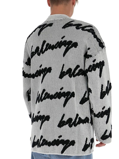 Shop Balenciaga 3d Scribble Knit Sweater In White
