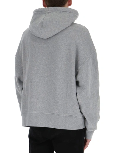 Shop Palm Angels Pirate Bear Print Oversized Hoodie In Grey