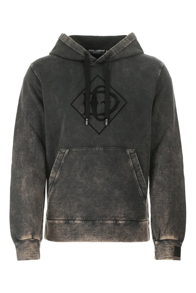 Shop Dolce & Gabbana Monogram Printed Hoodie In Grey