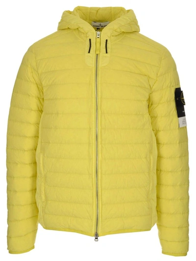 Shop Stone Island Logo Patch Padded Jacket In Yellow